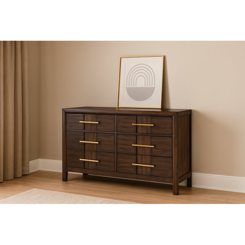 Commode 6 tiroirs Adryan, Brun
