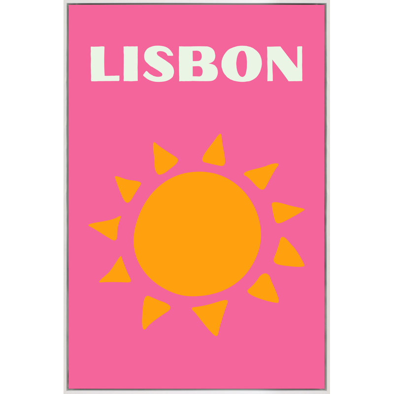 «Lisbon» par Yaffa G, reproduction sur toile, Cadre blanc, H 40 po x l 26 po