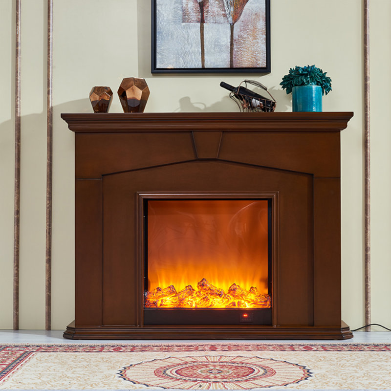 Meuble télé avec cheminée American-style Minimalist, H 45,67 po x L 59,06 po x l 12,99 po, Brun
