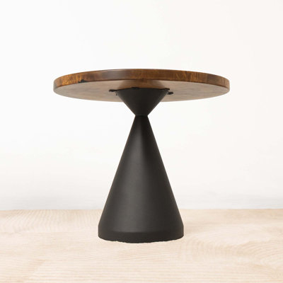 Plateau de table rond en bois franc noir