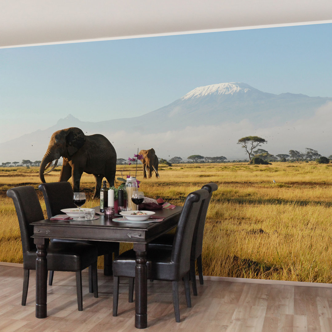 Elephants in front of Kilimanjaro in Kenya 2.55m x 384cm Wallpaper Roll