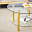Table basse contemporaine en verre trempé à double couche de style contemporain - plateau de 27,5 po et dessous de 23,6 po. Plateau de table en verre renforcé, pieds en acier inoxydable.