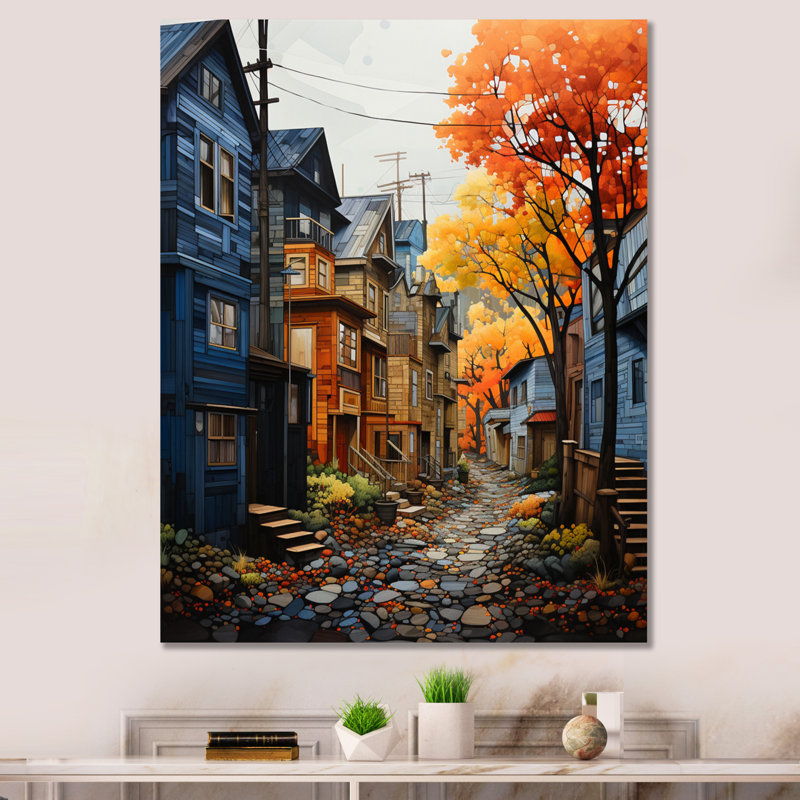 «Palina Cityscape Alleyway Patchwork V», reproduction sur toile, H 20 po x l 12 po x P 1 po, Toile tendue