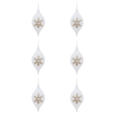 Glass Ornament with Snowflake Set of 6