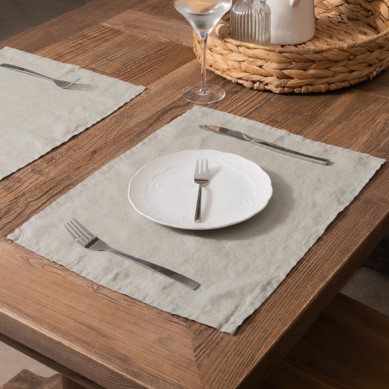 Linen No Pattern Placemat, Grey