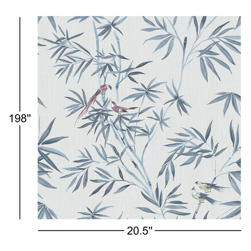 Bamboo Chinoiserie Peel and Stick Wallpaper, Mystic Blue