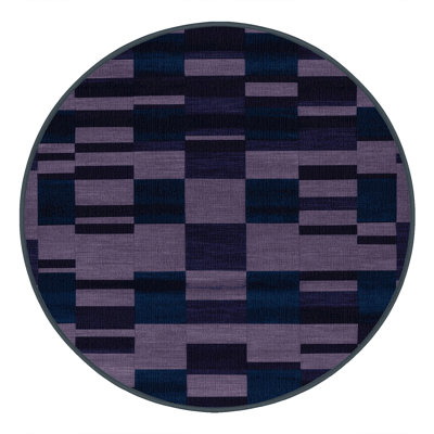 Machine Washable Checkered Blue Area Rug