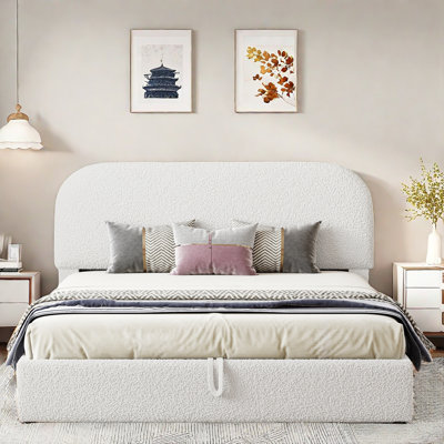 Elegant Upholstered Platform Bed With Hydraulic Storage System