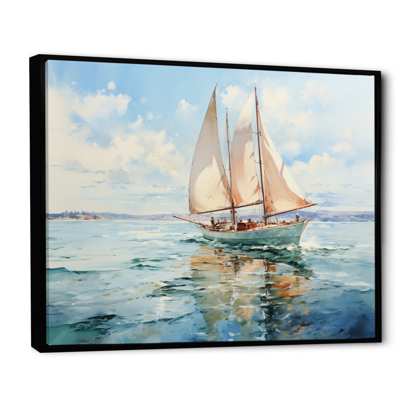 Rensel " Boat Whispering Breezes II ", H 12 po x l 20 po x P 1 po, Cadre flottant noir
