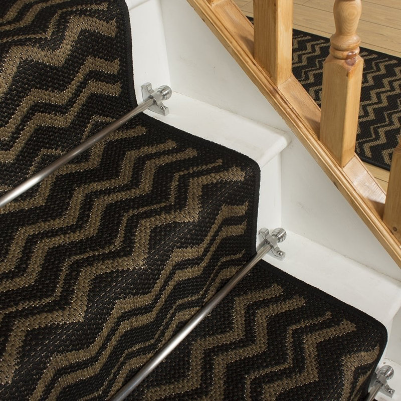 Stair Runner Abramson Chevron Hand Woven Indoor Area Rug, Runner 450cm x 66cm