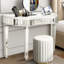 Console 47 po avec miroir en verre cannelé et tiroir en cristal, entrée argentée pour la chambre à coucher, gris et argent, structure solide, pieds de meuble-lavabo demi-lune dans l'espace de vie, coffre-fort, utilisation