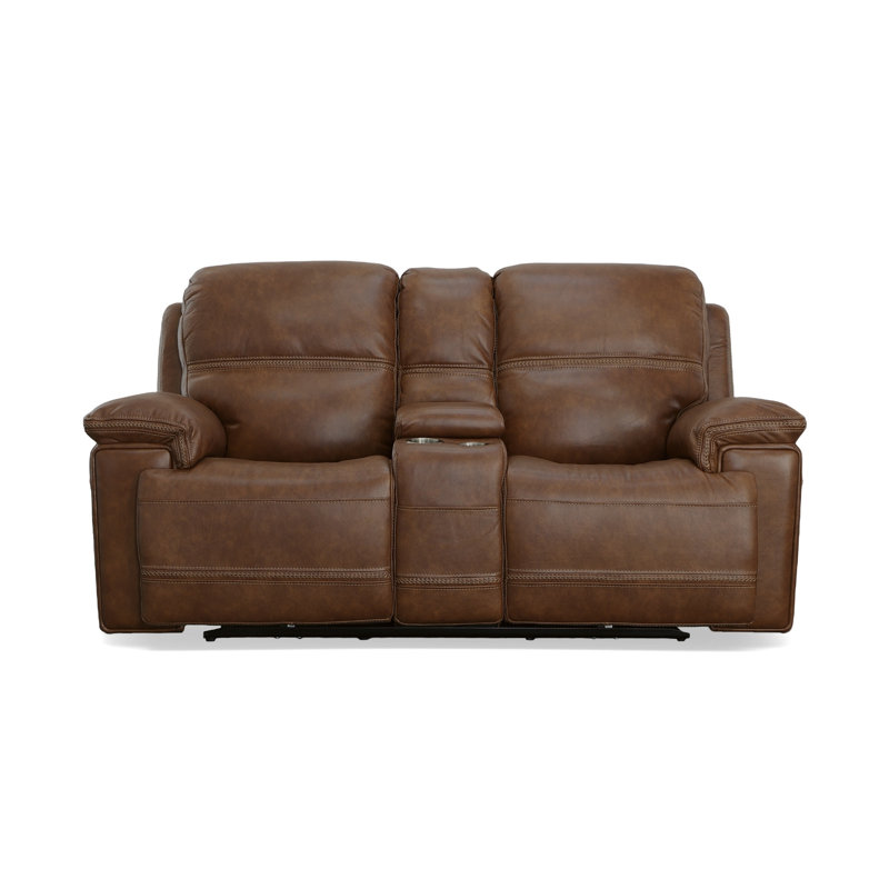 Fenwick Power Reclining Loveseat with Console and Power Headrests, Brown