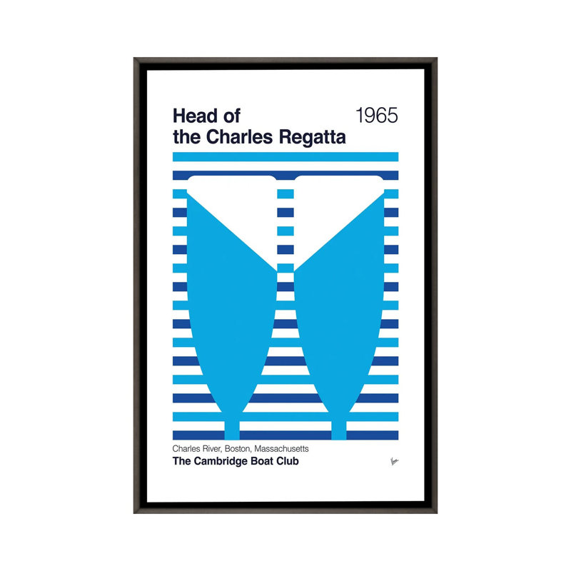 "Head of the Charles Regatta" - Reproduction d'art mural - toile encadrée, Gris, H 48 po x l 32 po