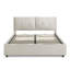 Grand lit plateforme tapissier hydraulique avec tête de lit intégrée, tissu chenille, beige