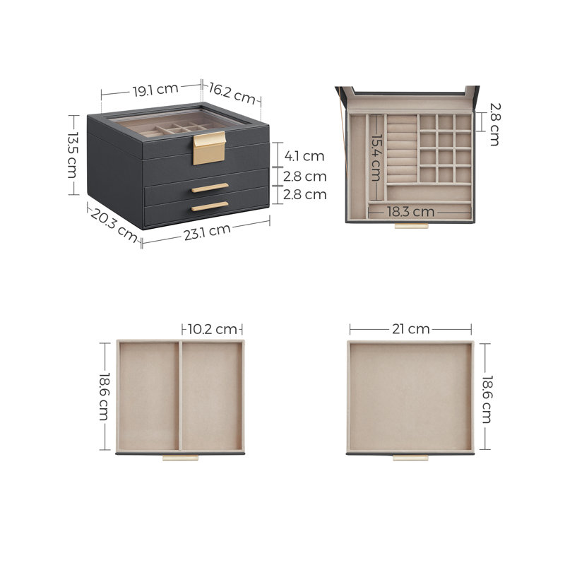 Betzy Jewellery Box +, Grey