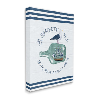«Ship In Bottle Seagull» par Raquel Maciel - reproduction sur toile flottante