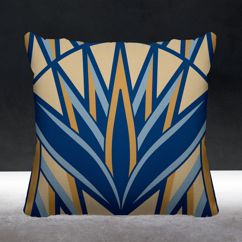 Housse et insert de coussin d'extérieur carré Bloom Tribal, Bleu, L 17 po x H 17 po
