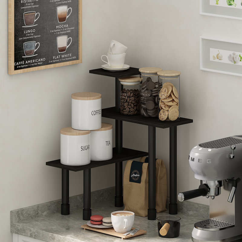17 Stories Shondre 3-Tier Multipurpose Corner Countertop Organizer Shelf, Espresso/Black