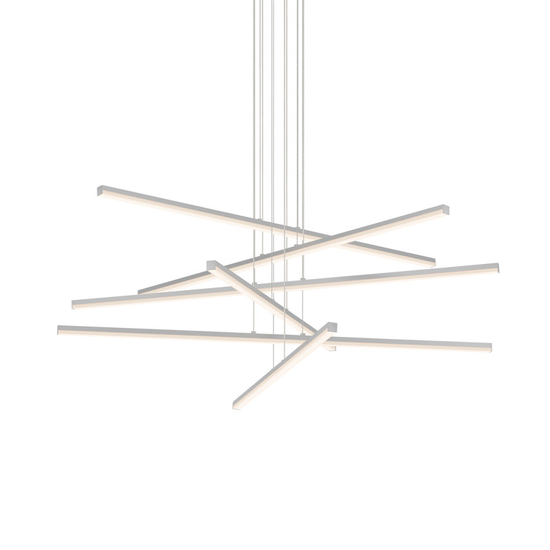 Stix 6 - Light LED Chandelier, Bright Satin Aluminum