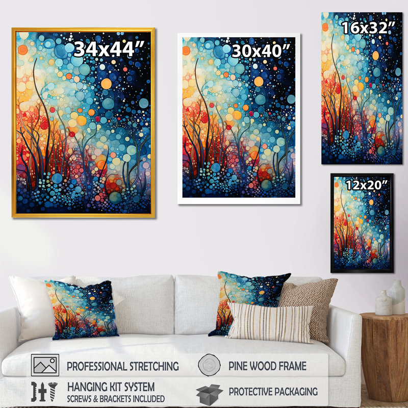 «Colorful Ink River Microscopic Fantasia 5 - Abstract Shapes», art mural, Cadre flottant doré, H 32 po x l 16 po x P 1 po