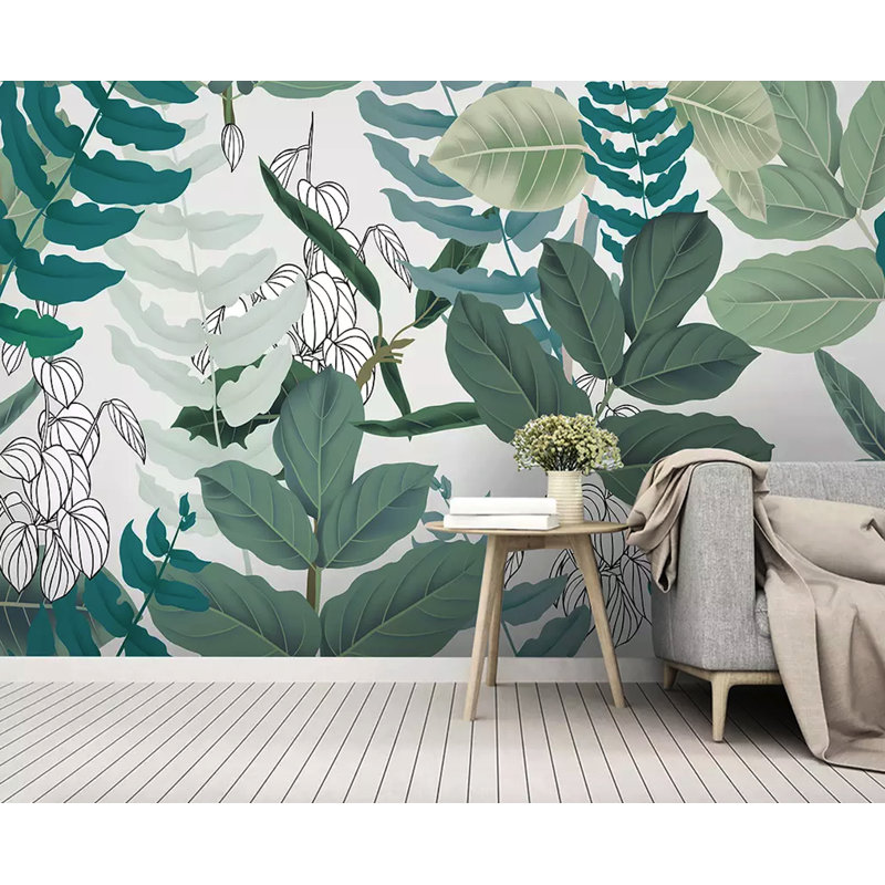 Feuilles tropicales dessin exotique feuille papier peint amovible, L 9 po x l 15 po