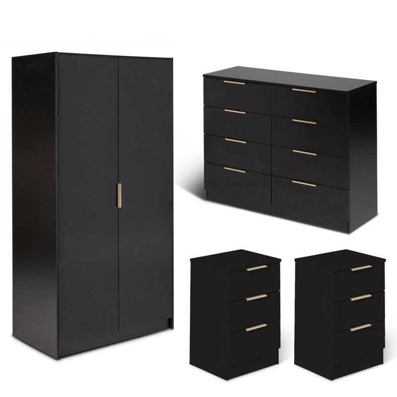 Glenhaven 4 Piece Bedroom Set, Pitch Black