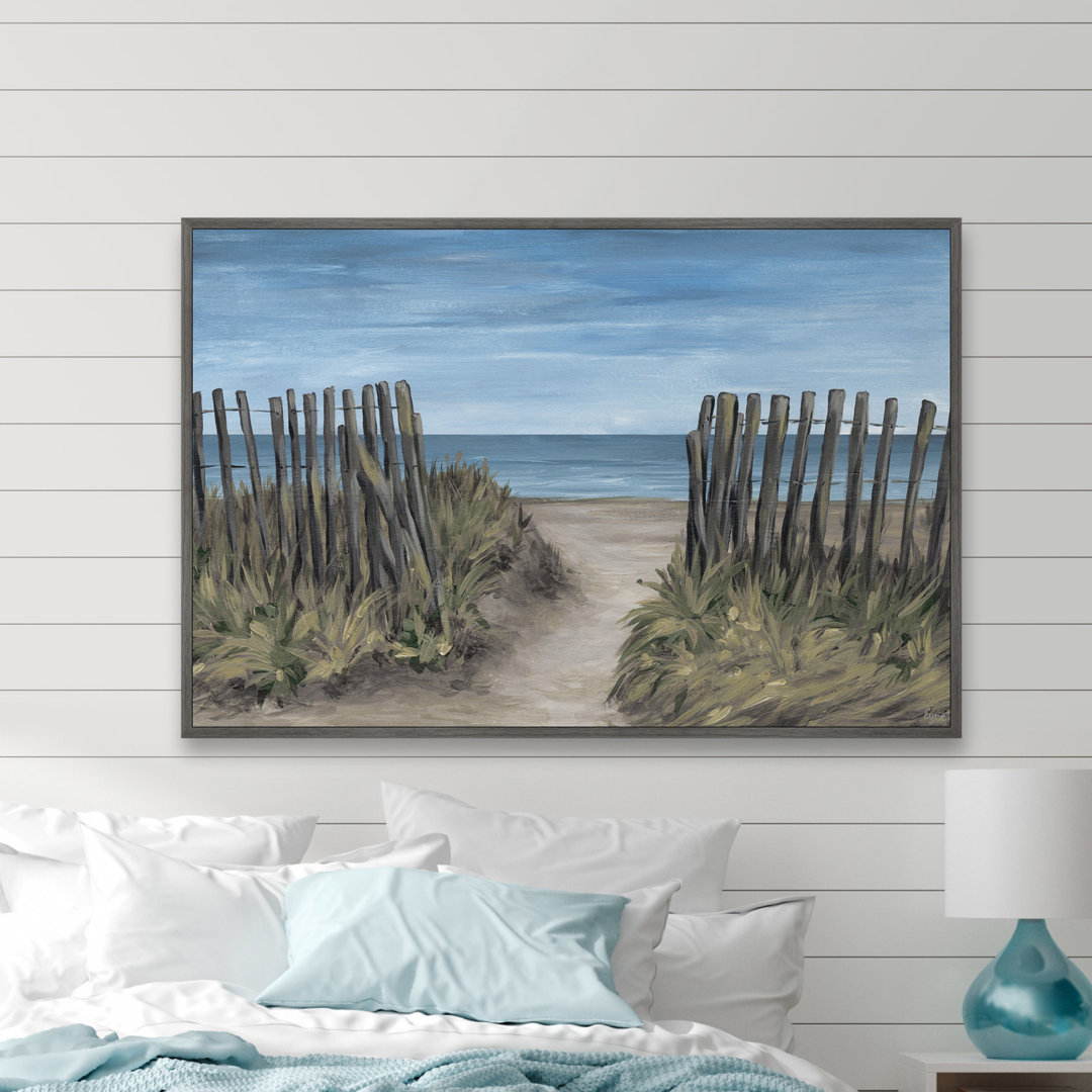 "Beach Picket Fence" Floater Framed Painting Print On Canvas