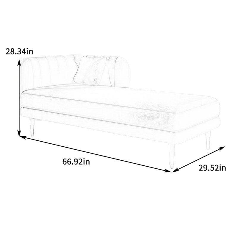 Chaise longue rembourrée Tione, Accoudoir à gauche (vu de face), Beige