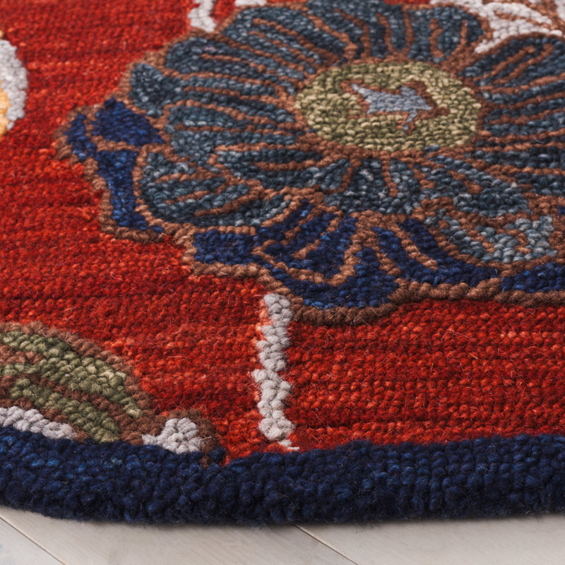 Tapis floral en laine Daundra, Rond 6 pi