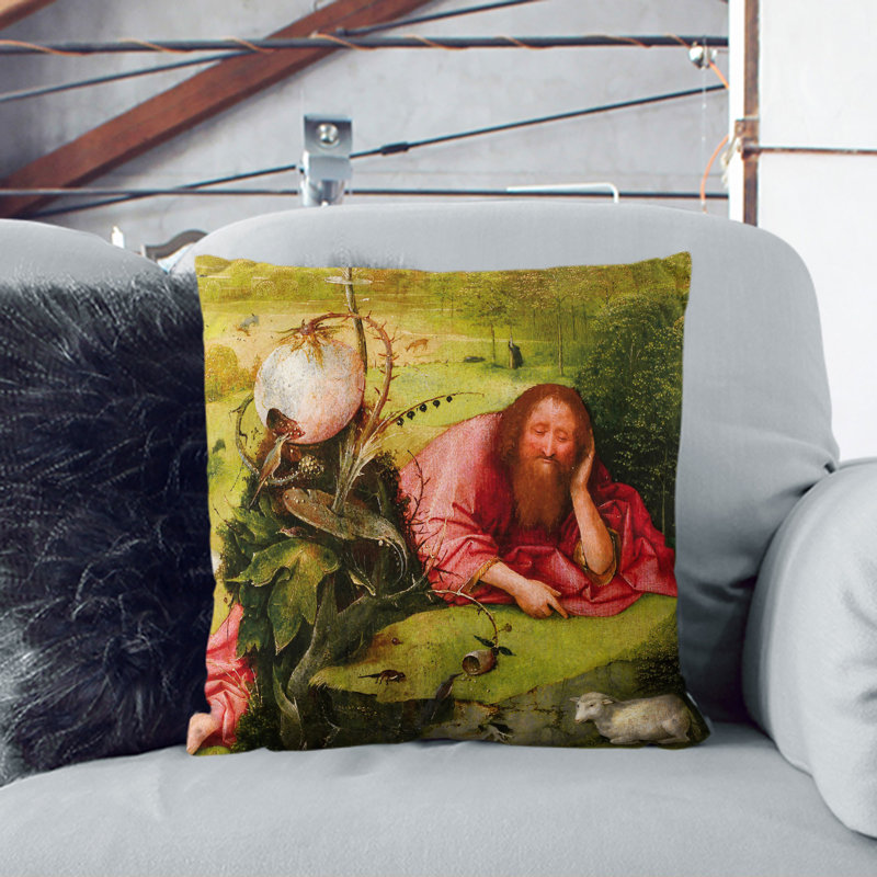 John The Baptist Square Throw Cushion, 55cm H x 55cm W x 20cm D, Stone