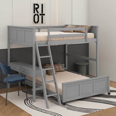 Full Over Full Bunk Bed With Desk