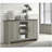Gray Oak Finish Cabinet with Shelves and Cabinet Doors