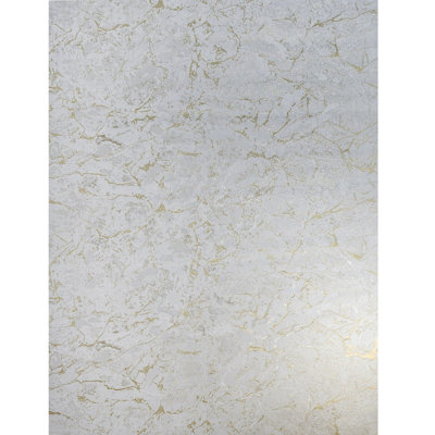 Papier peint uni ivoire or blanc cassé imitation béton fissuré
