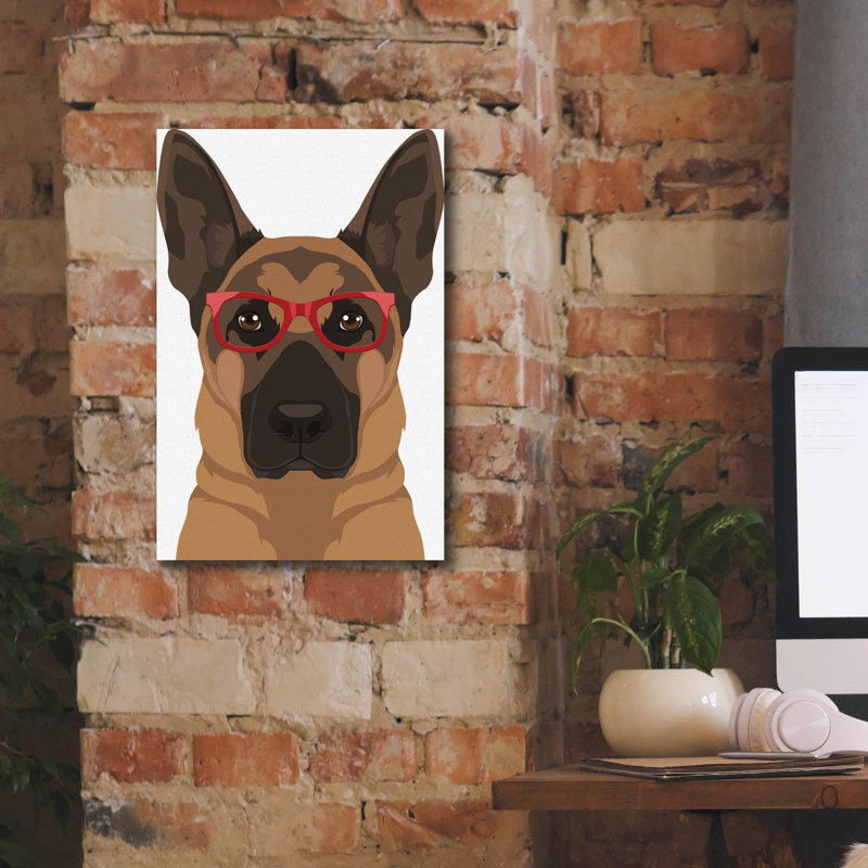 «German Shepherd Porter Hipster Glasses» par Furbaby Affiliates, art mural sur toile, H 18 po x l 12 po x P 0,75 po