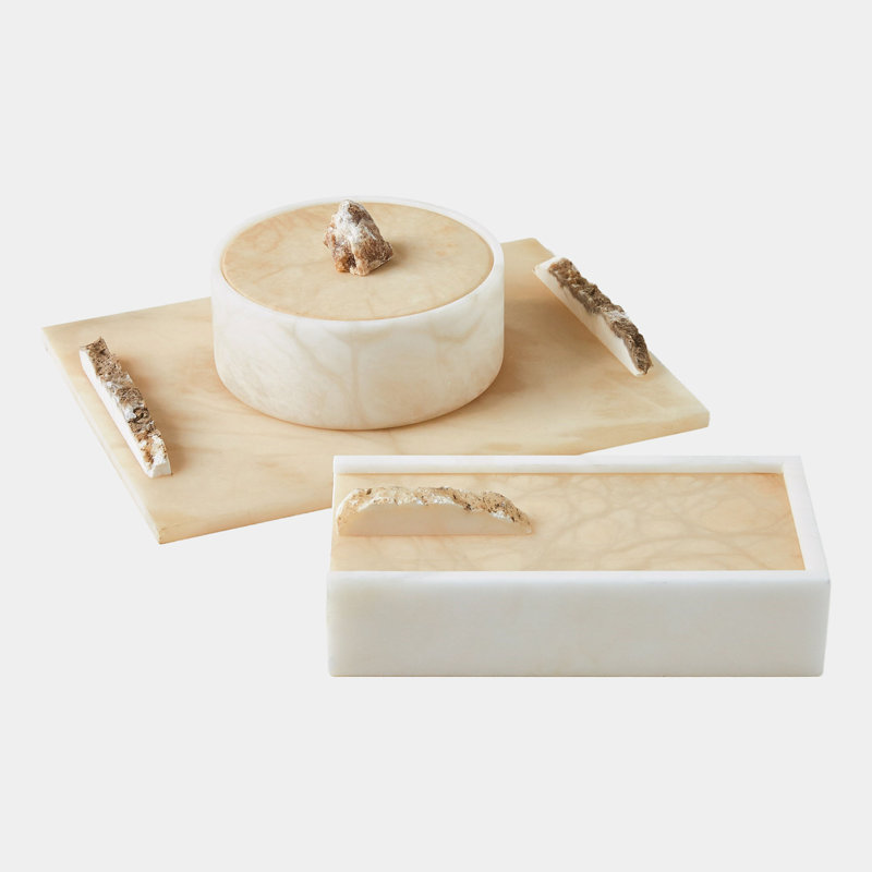 Alabaster Rectangle Box w/Rock Finial
