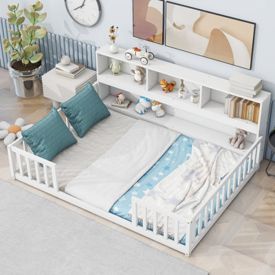 Floor Bed With Side Bookcase