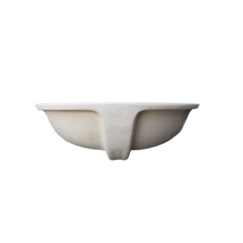 Bisque Ceramic Oval Undermount Bathroom Sink with Overflow