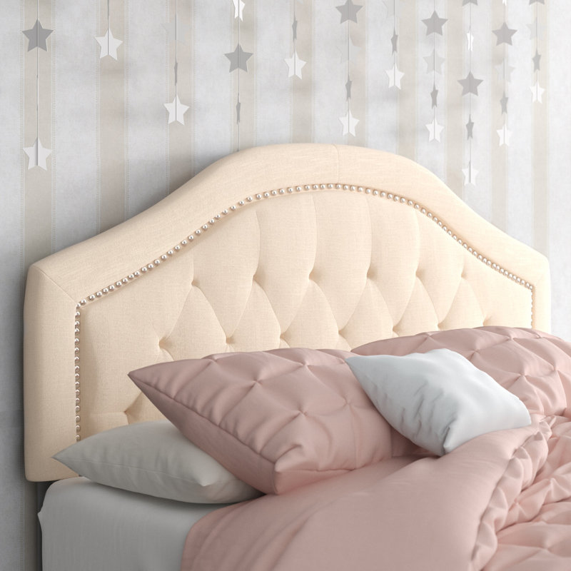 Danni Upholstered Metal Panel Headboard, Full / Queen, Navy Blue velvet