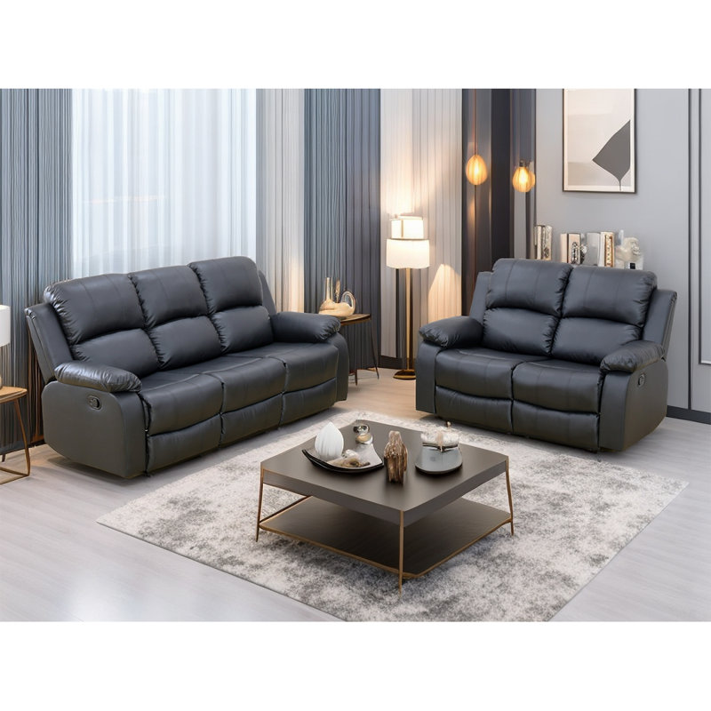 Kerstan Recliner, Black Faux Leather
