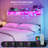 Bed Frames With Hidden Storage Headboard & 4 Drawers, 49.2" Tall Upholstered Wingback Headboard With Led Lights And Charging Station, No Box Spring Needed-160895373-160895363