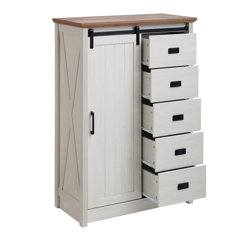 Commode 5 tiroirs Brumback, Beige