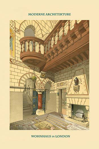 Intérieur londonien, angleterre-impression d’art graphique, H 42 po x l 28 po x P 1,5 po