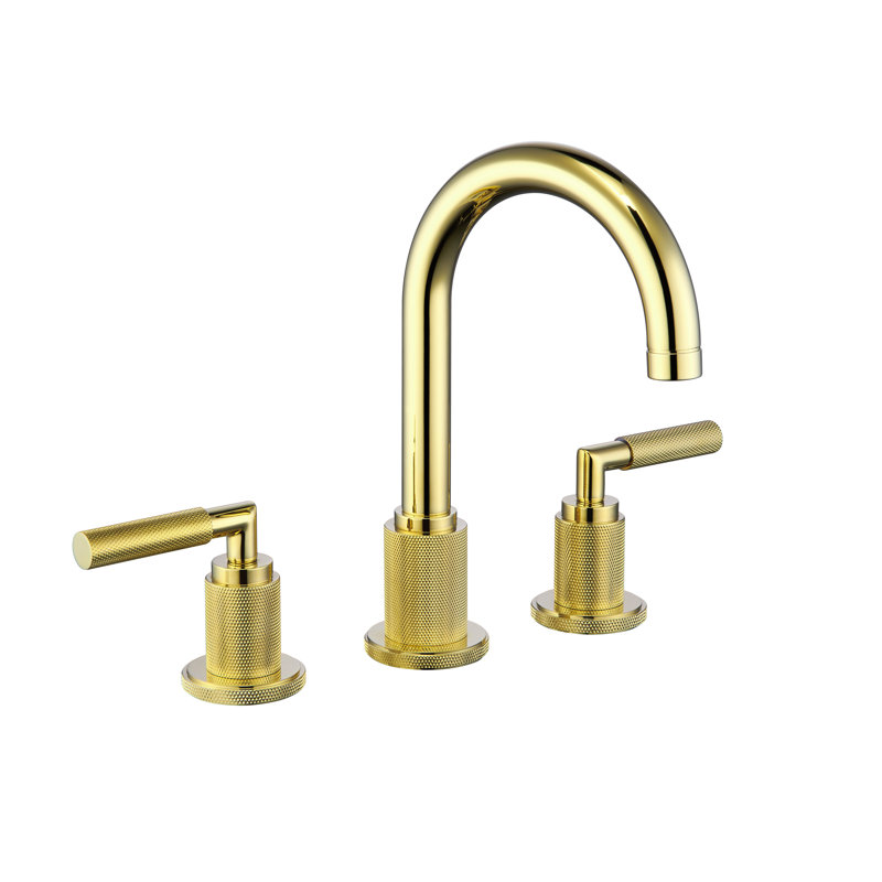 Modern Textured Bathroom Sink Faucet – Luxury Widespread 3-Hole Design, Diamond-Cut Handles, Matte Black Or PVD Brushed Gold, Silicone Brass