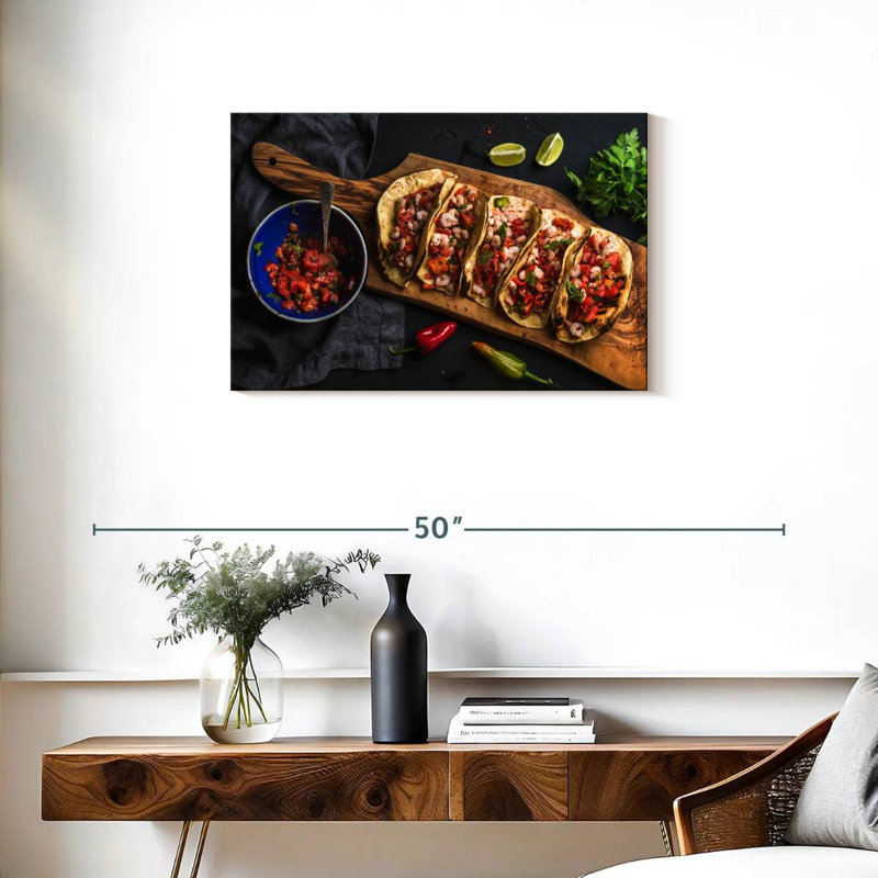 Tacos aux crevettes Yarlin, H 20 po x l 30 po