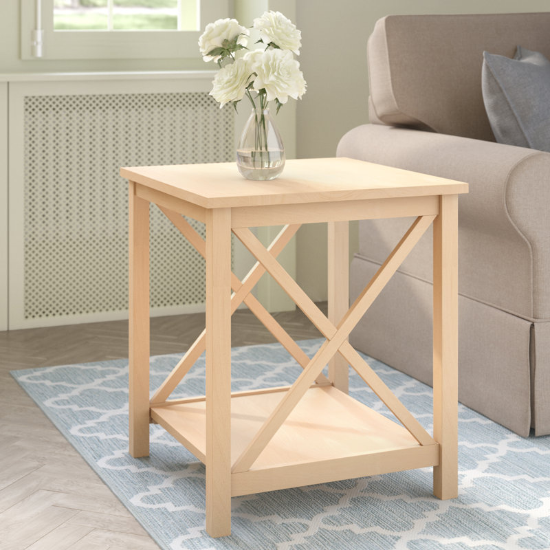 Rossitano Solid Wood End Table, Unfinished