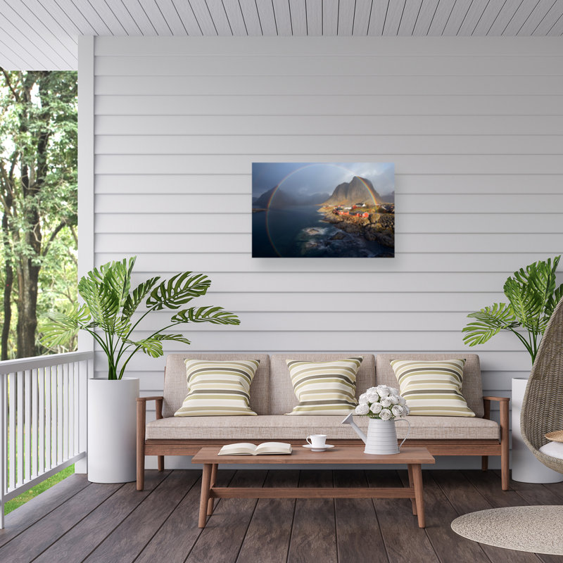 «Dans l'arc-en-ciel sur toile» par Nicolas Schneider, reproduction, H 12 po x l 19 po