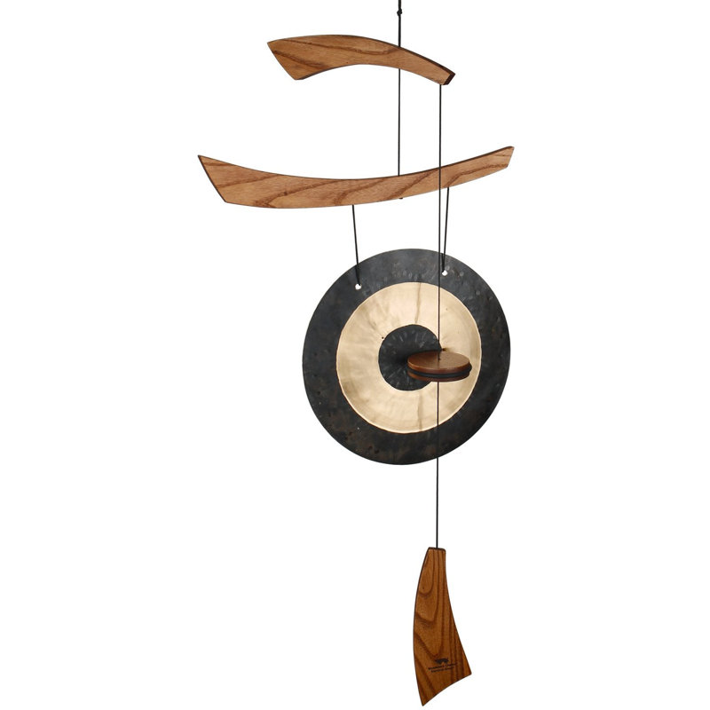 Carillon empereur gong, H 34 po x l 10 po x P 2,8 po, Teck