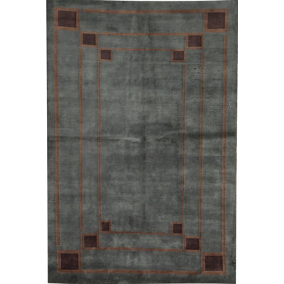 Tapis gris de haute qualité noué à la main