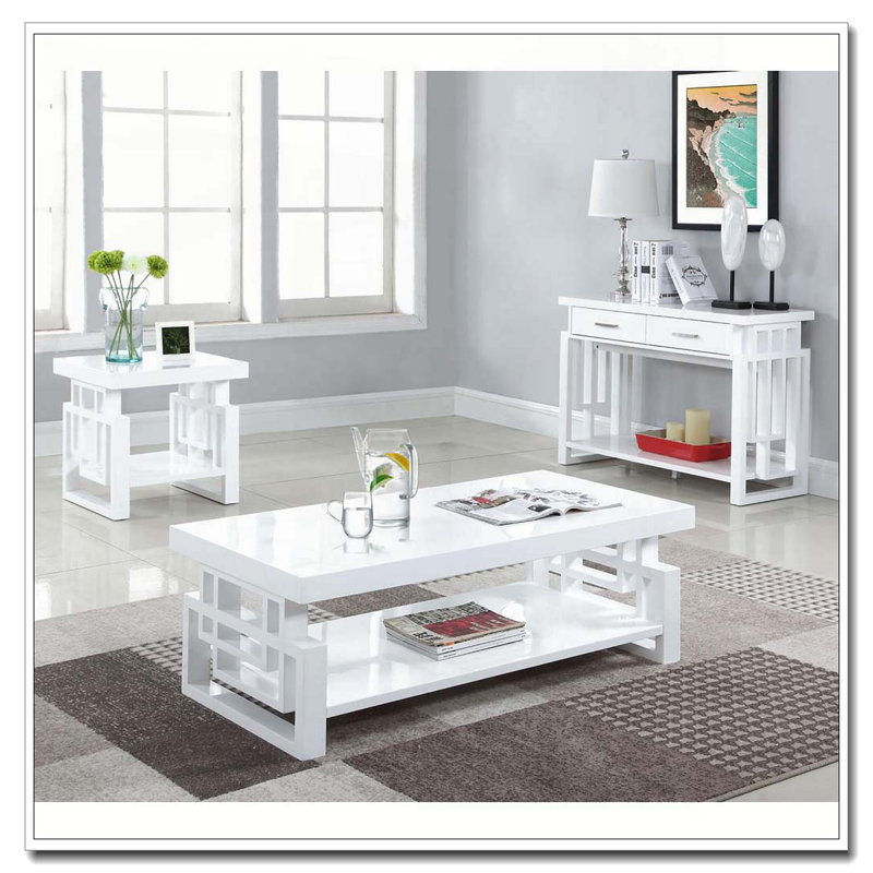 High Glossy White Rectangular End Table