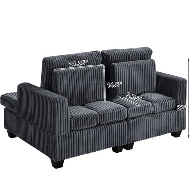 Fauteuil lounge en velours côtelé moelleux, gain de place, avec siège modulable et dossier réglable. Parfait pour le salon, le salon, la bibliothèque ou la maison. Poids : 63 kg. Hauteur : 92 cm. Largeur : 124 cm. Rembourrage : mousse et ressorts.